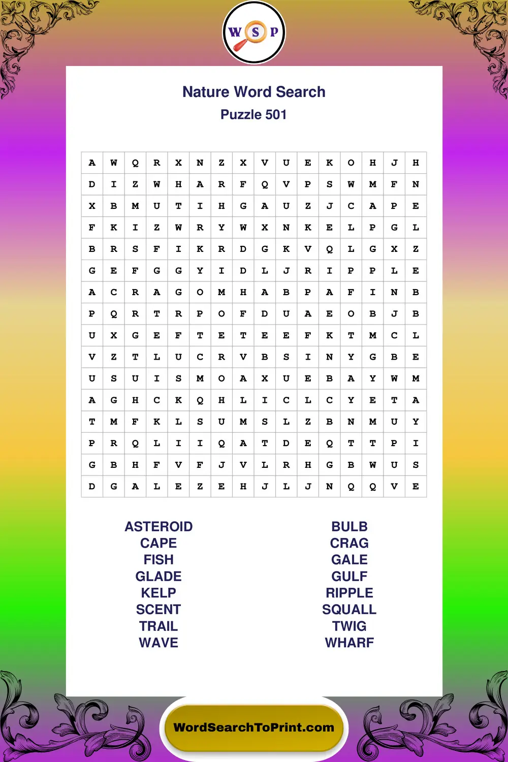 Nature Word Search Puzzle 501