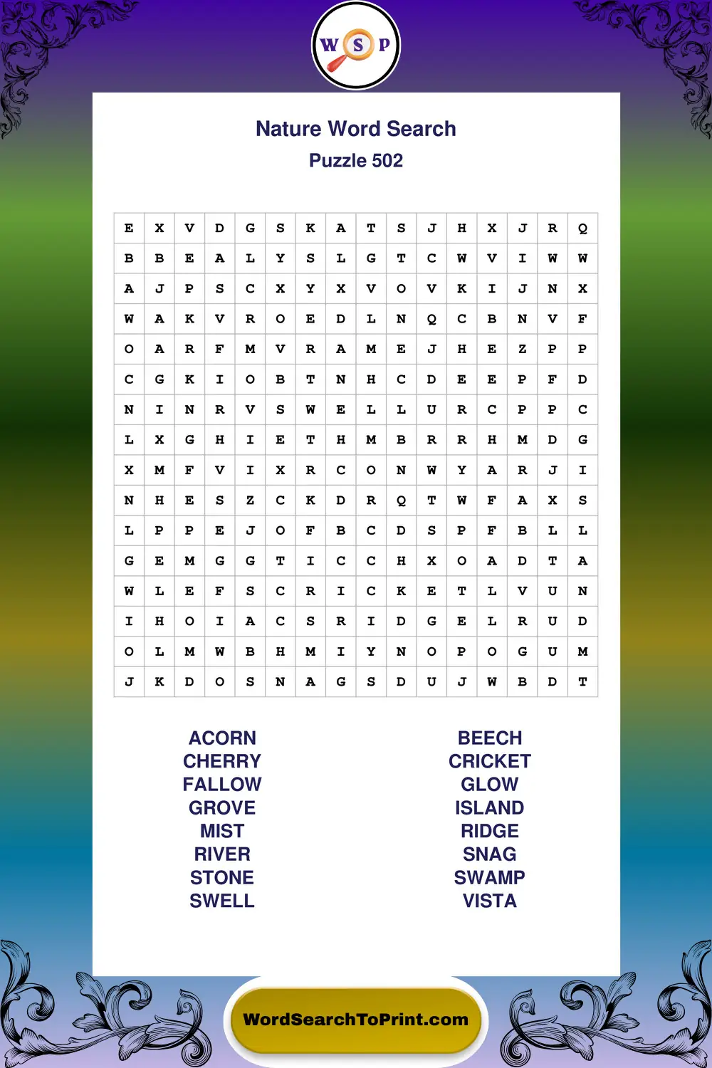 Nature Word Search Puzzle 502