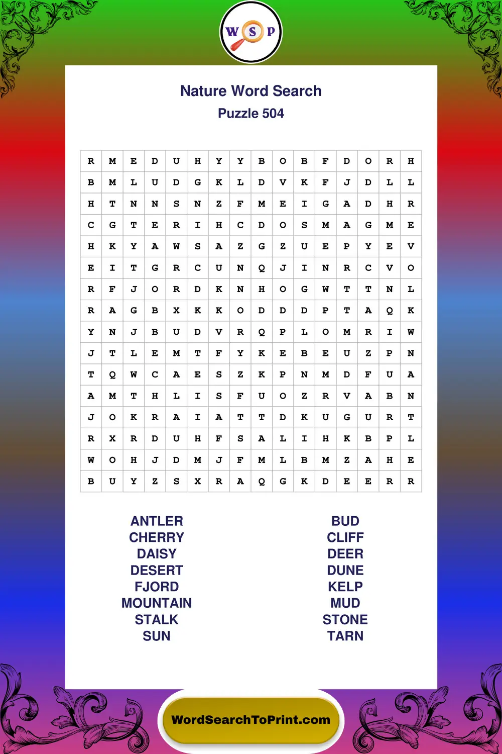 Nature Word Search Puzzle 504