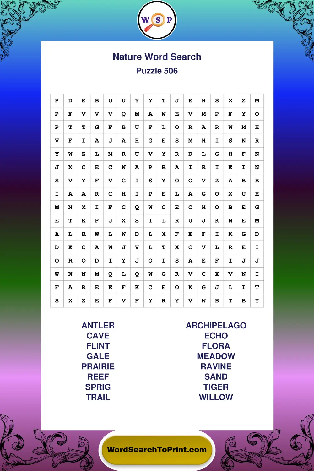 Nature Word Search Puzzle 506