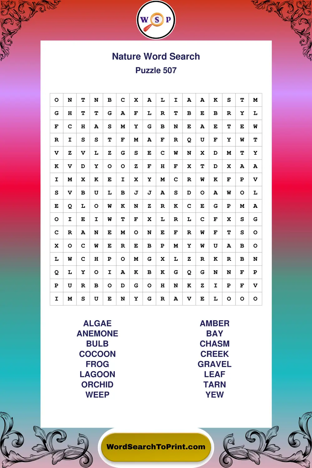Nature Word Search Puzzle 507