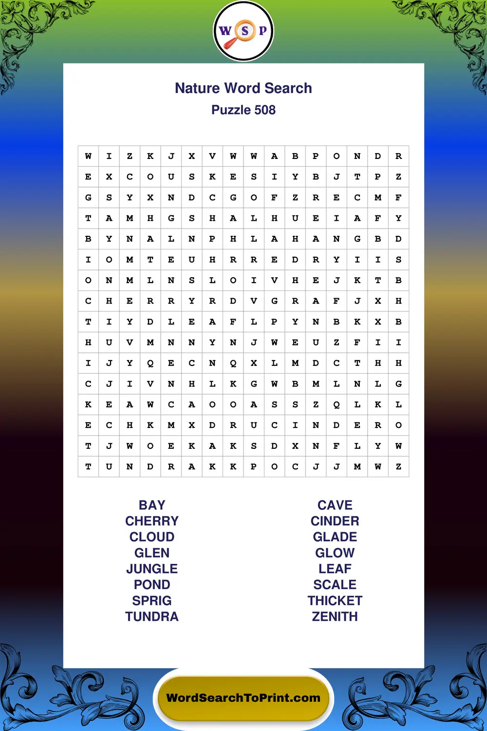 Nature Word Search Puzzle 508