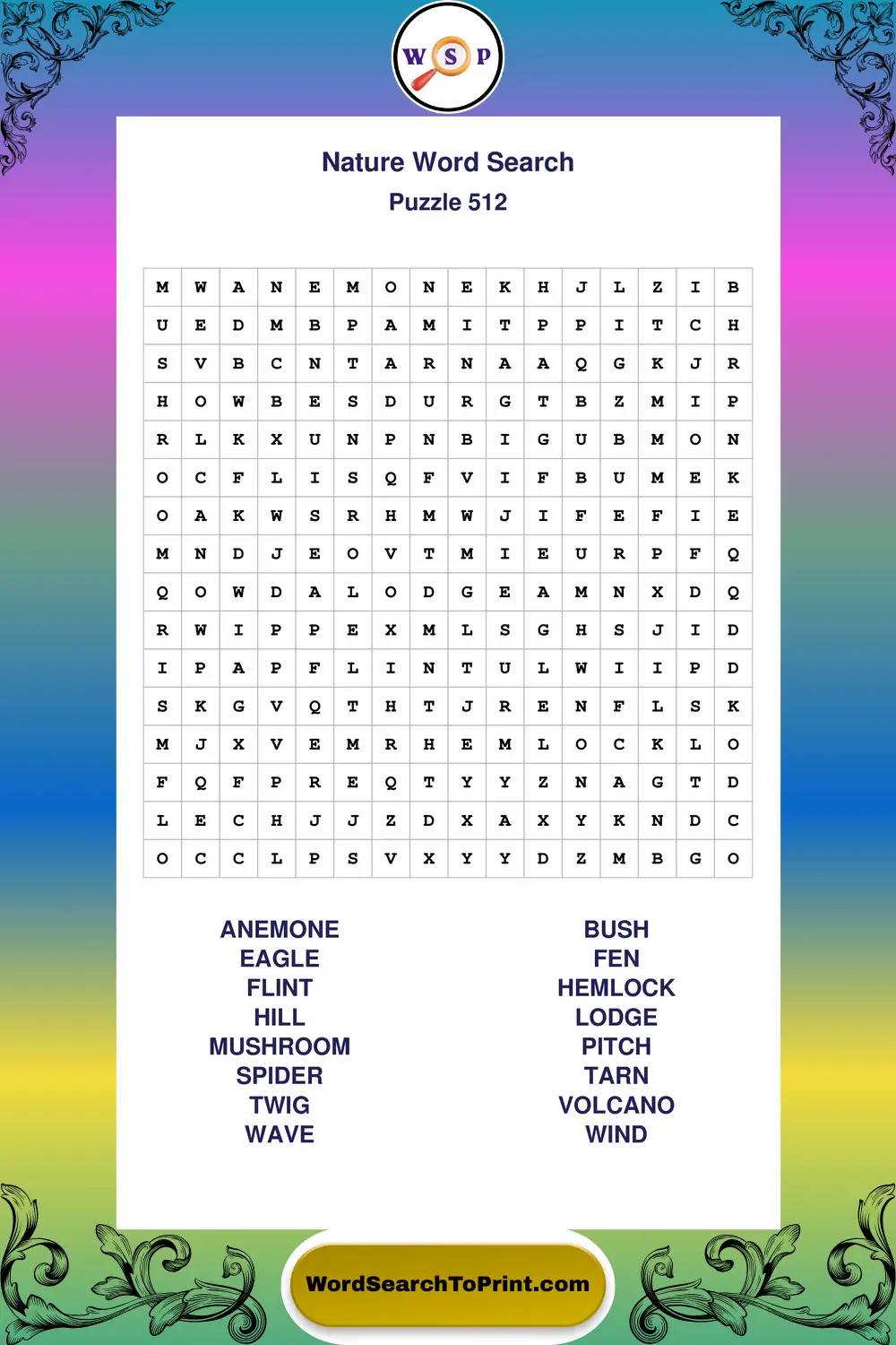 Nature Word Search Puzzle 512