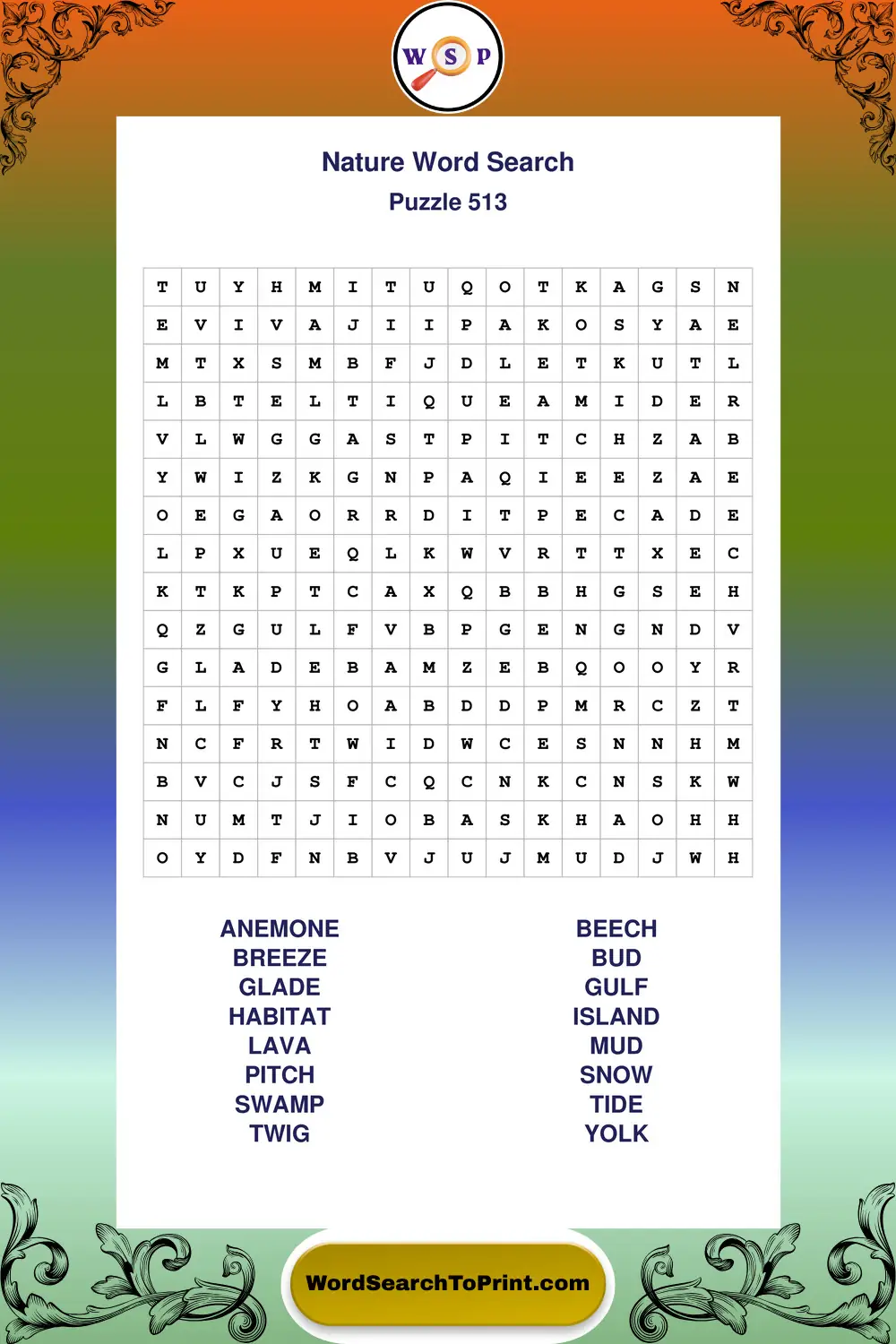 Nature Word Search Puzzle 513