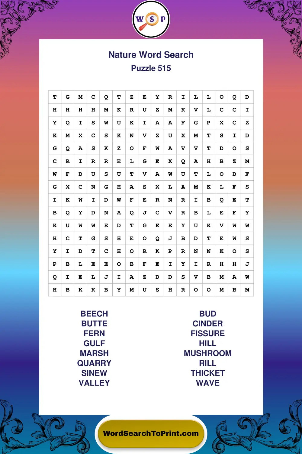 Nature Word Search Puzzle 515