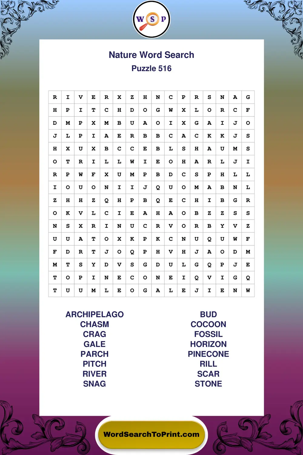 Nature Word Search Puzzle 516