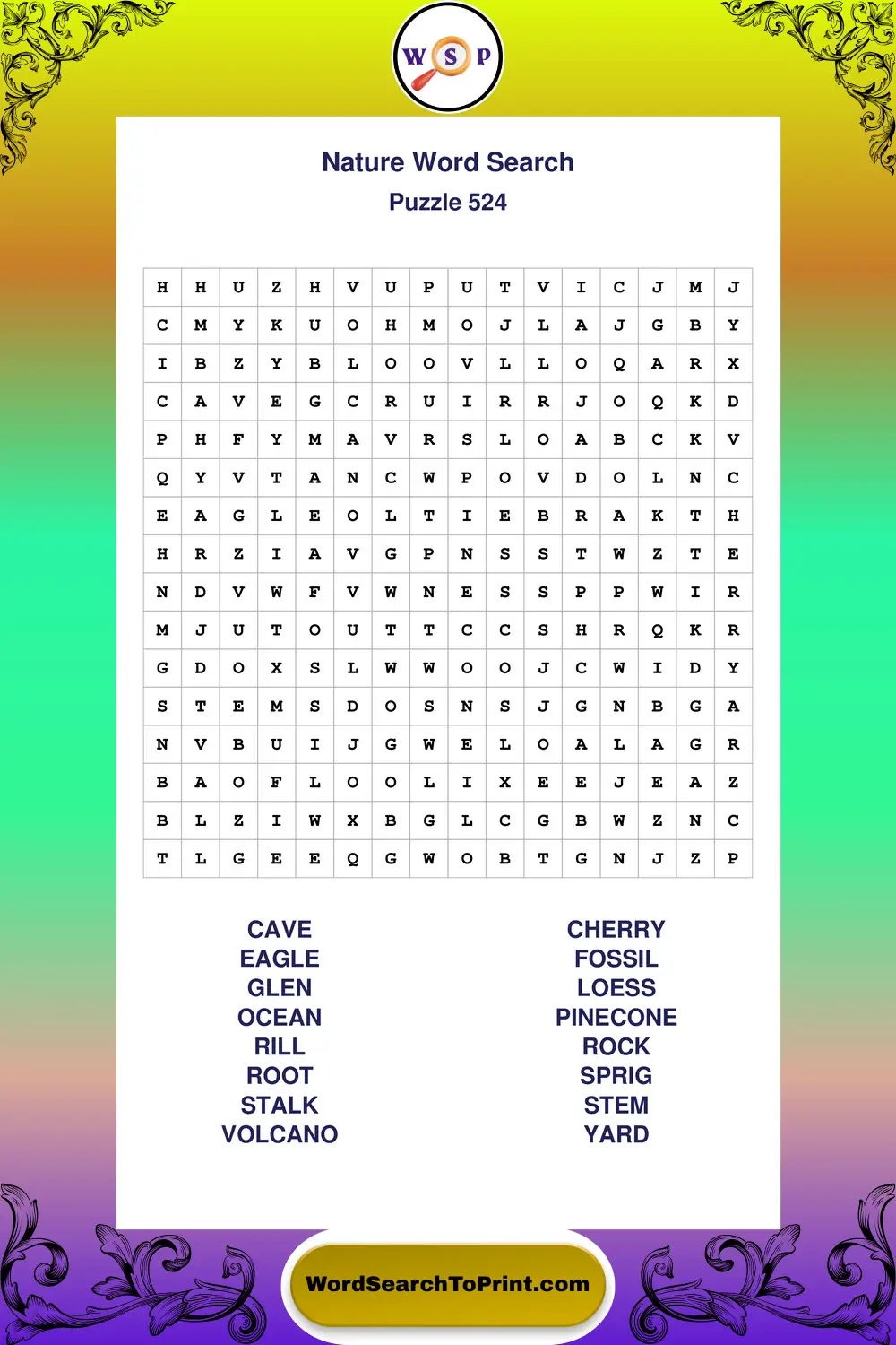 Nature Word Search Puzzle 524