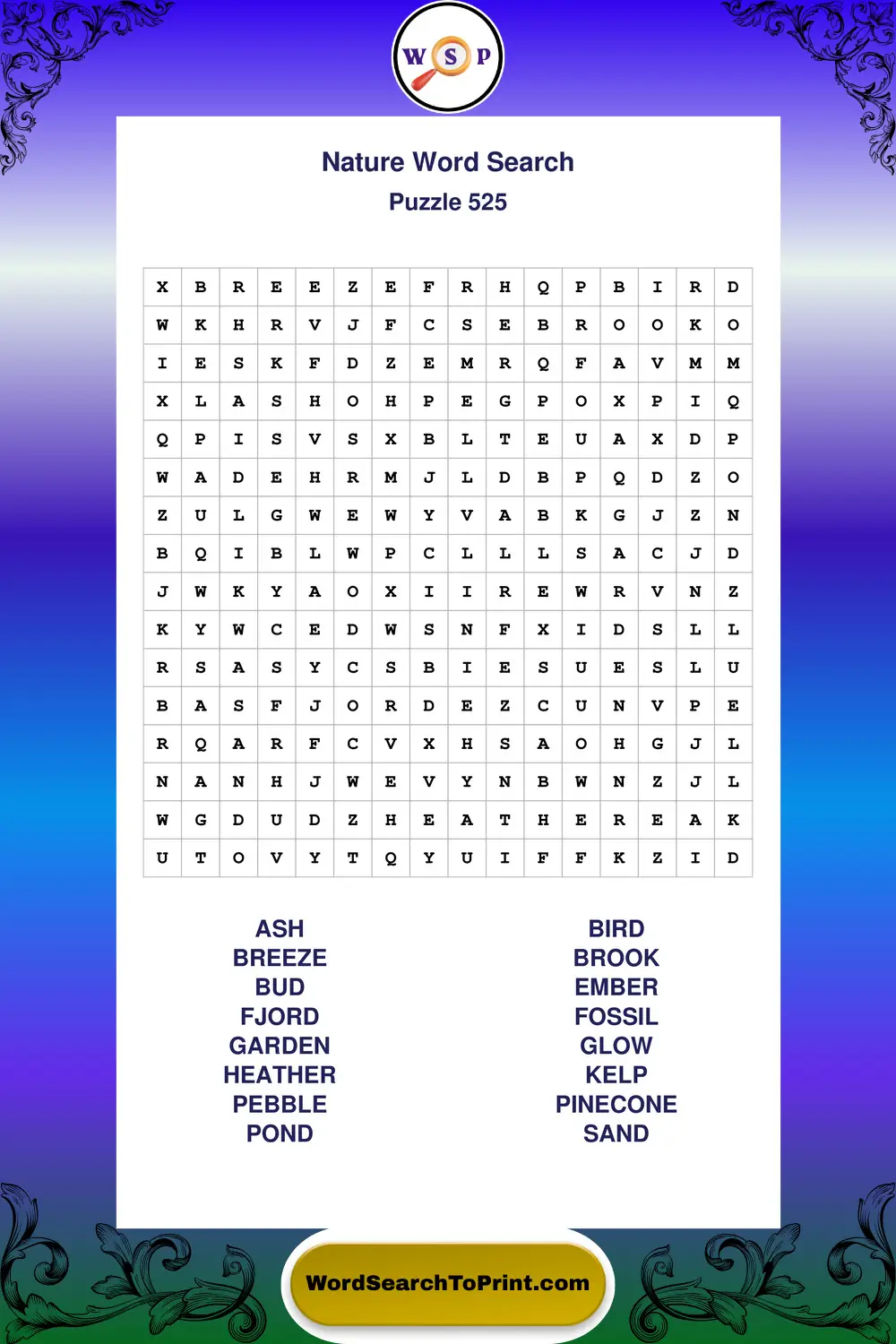 Nature Word Search Puzzle 525