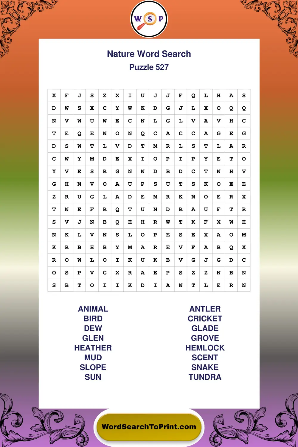 Nature Word Search Puzzle 527