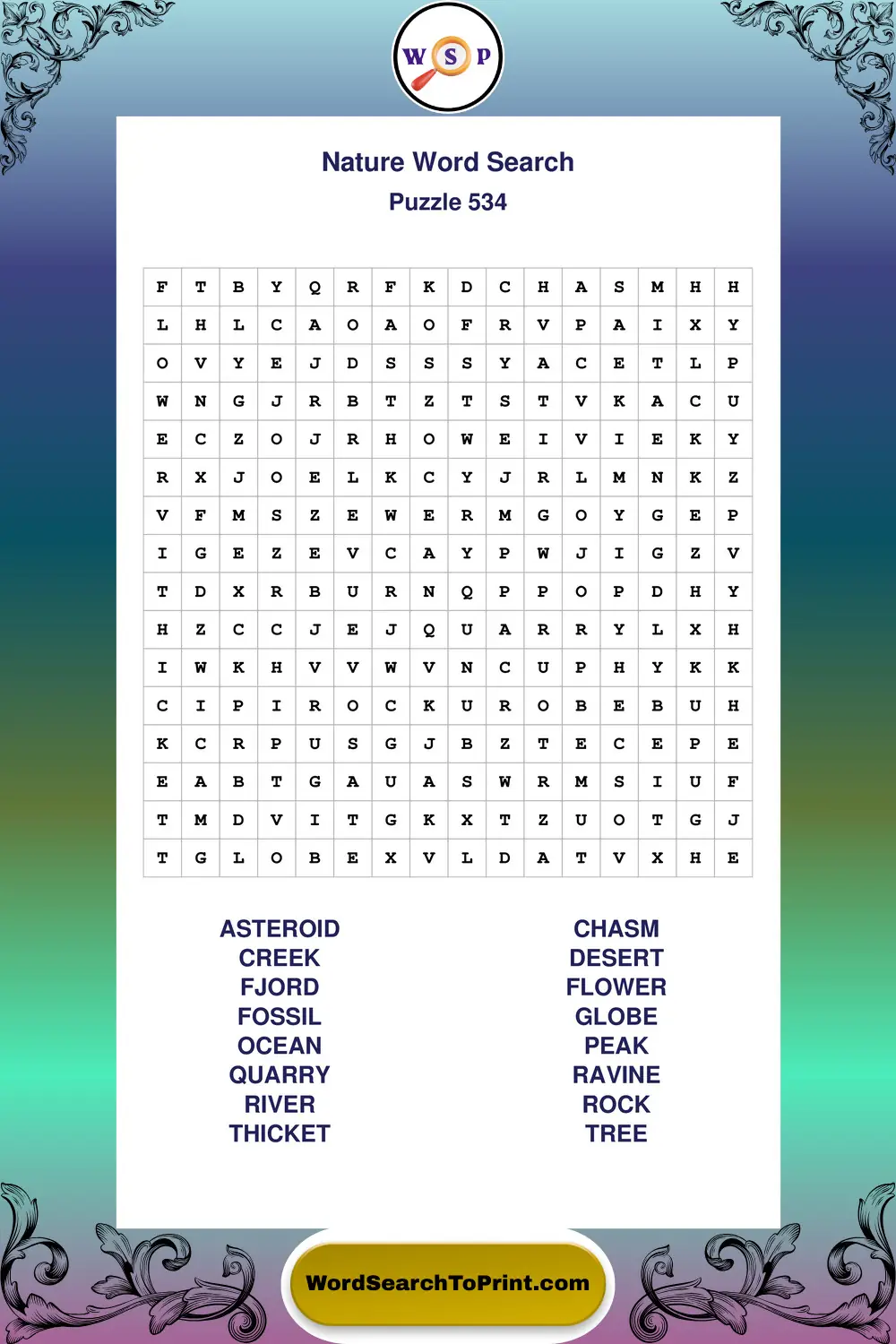 Nature Word Search Puzzle 534