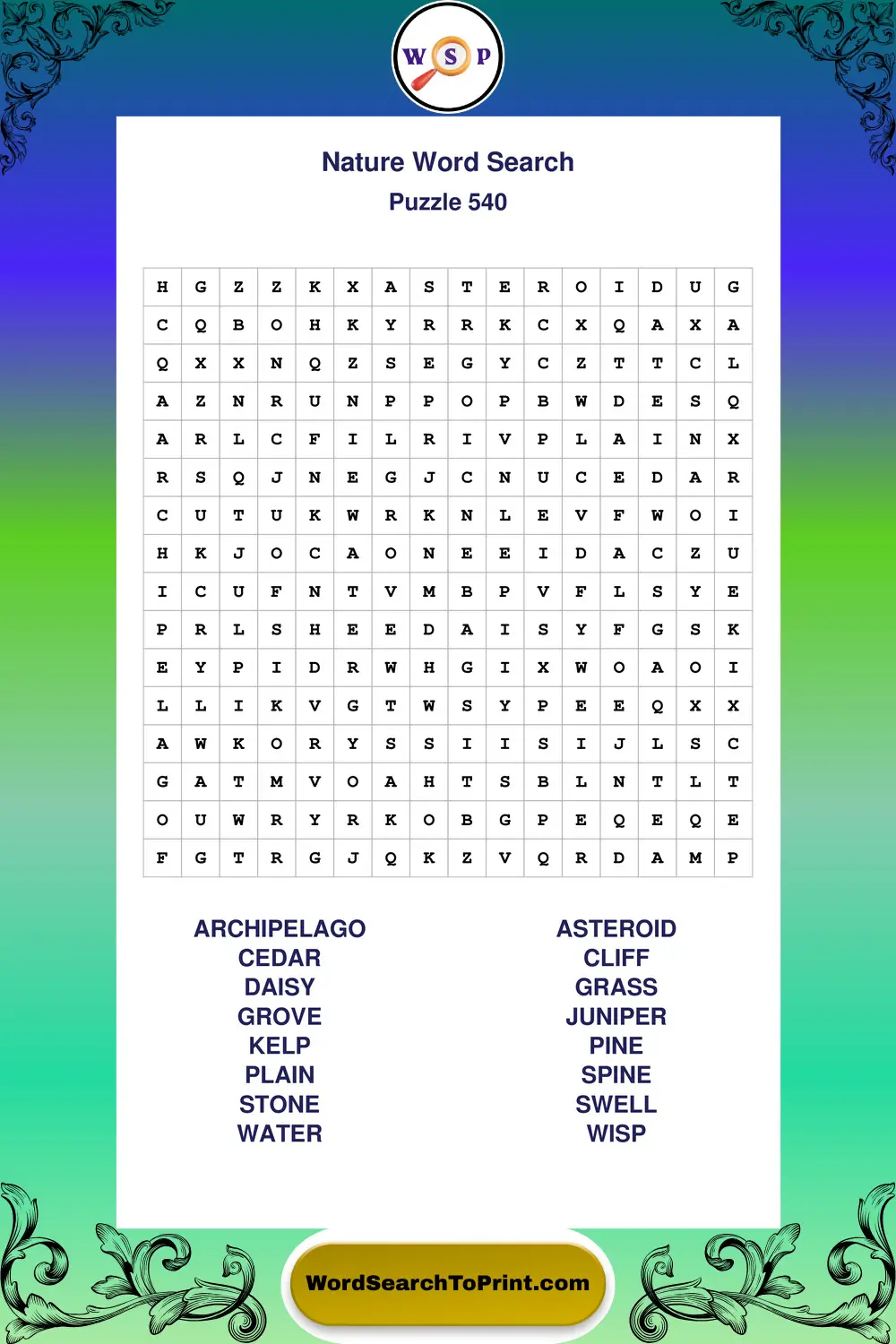 Nature Word Search Puzzle 540