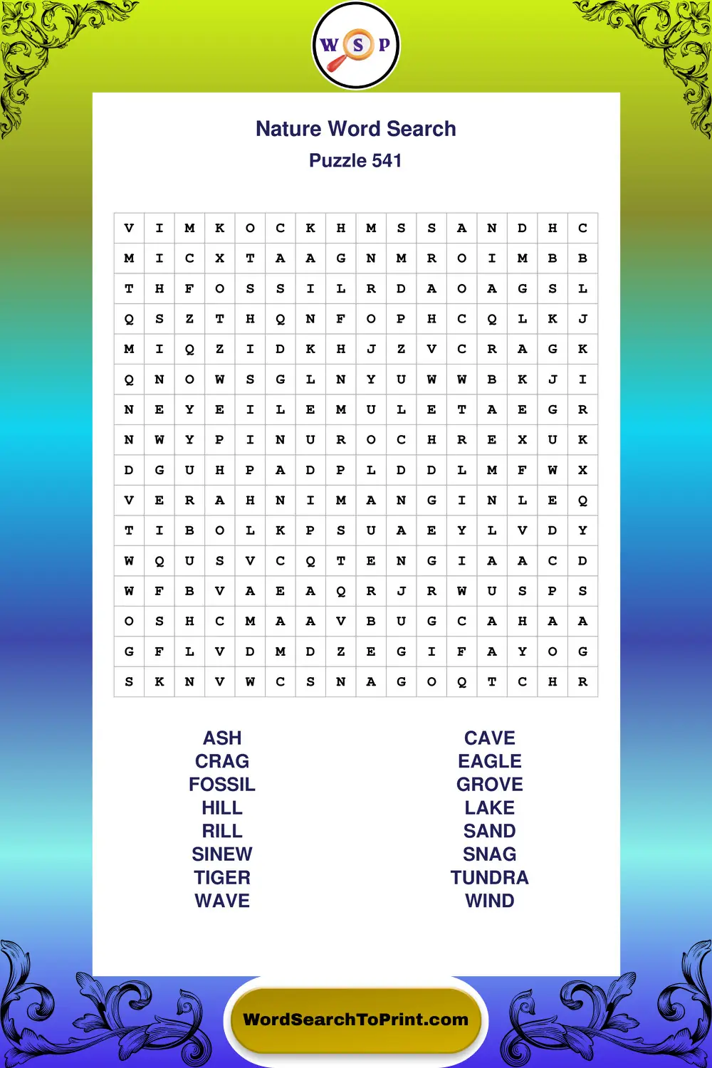 Nature Word Search Puzzle 541