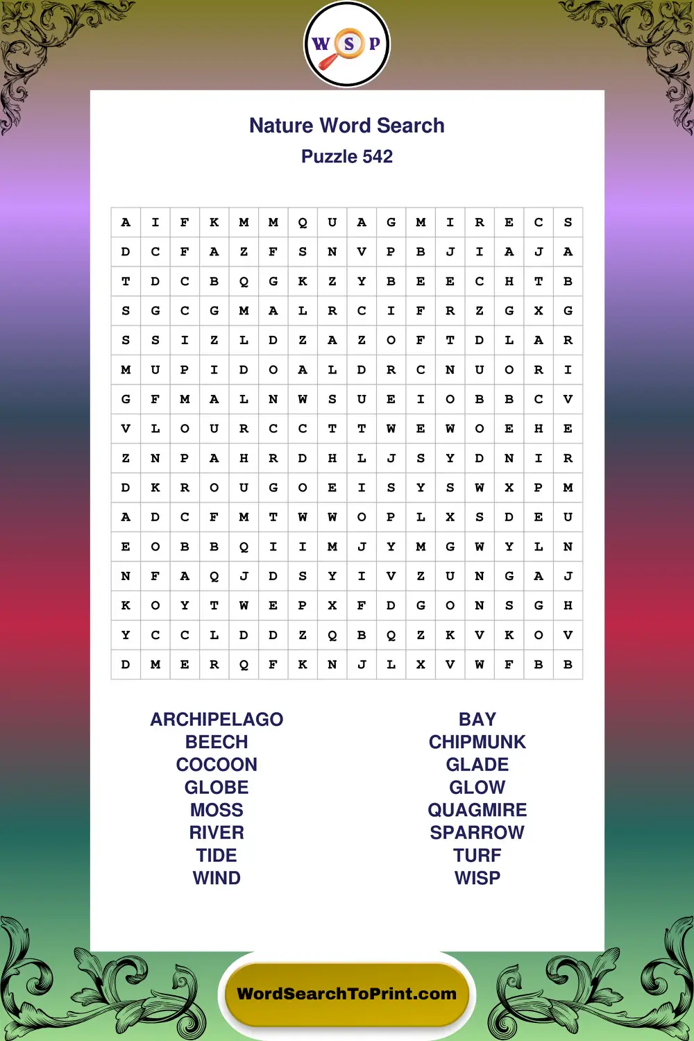 Nature Word Search Puzzle 542