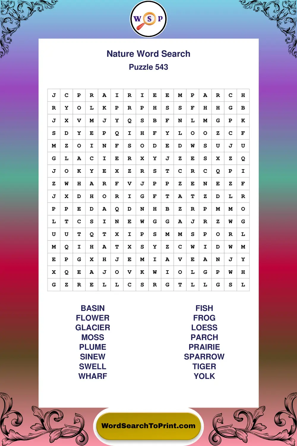 Nature Word Search Puzzle 543