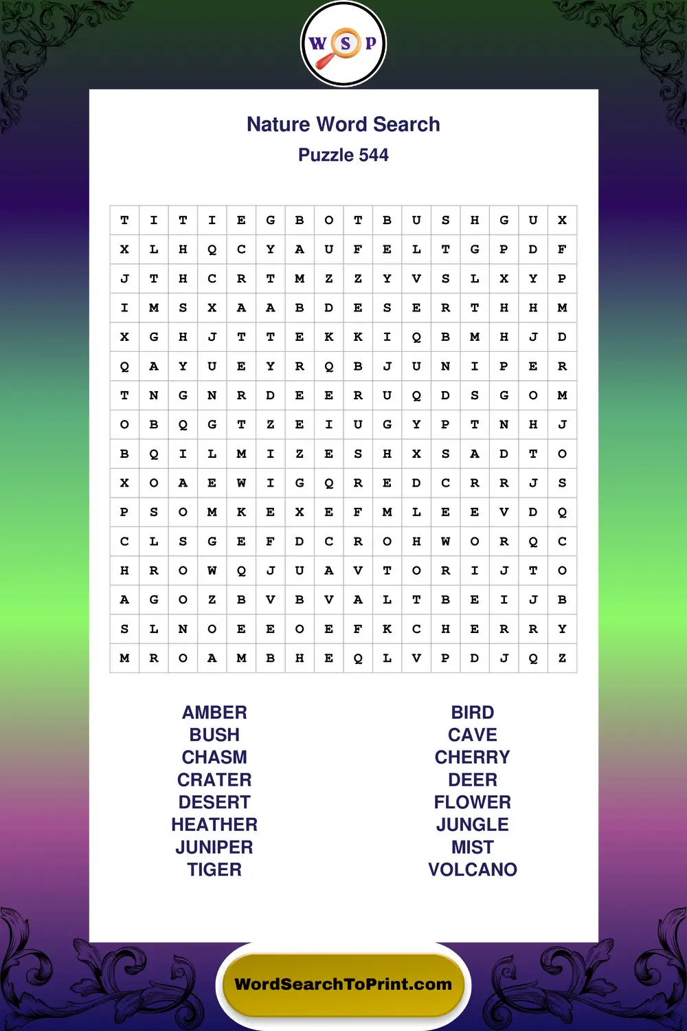 Nature Word Search Puzzle 544