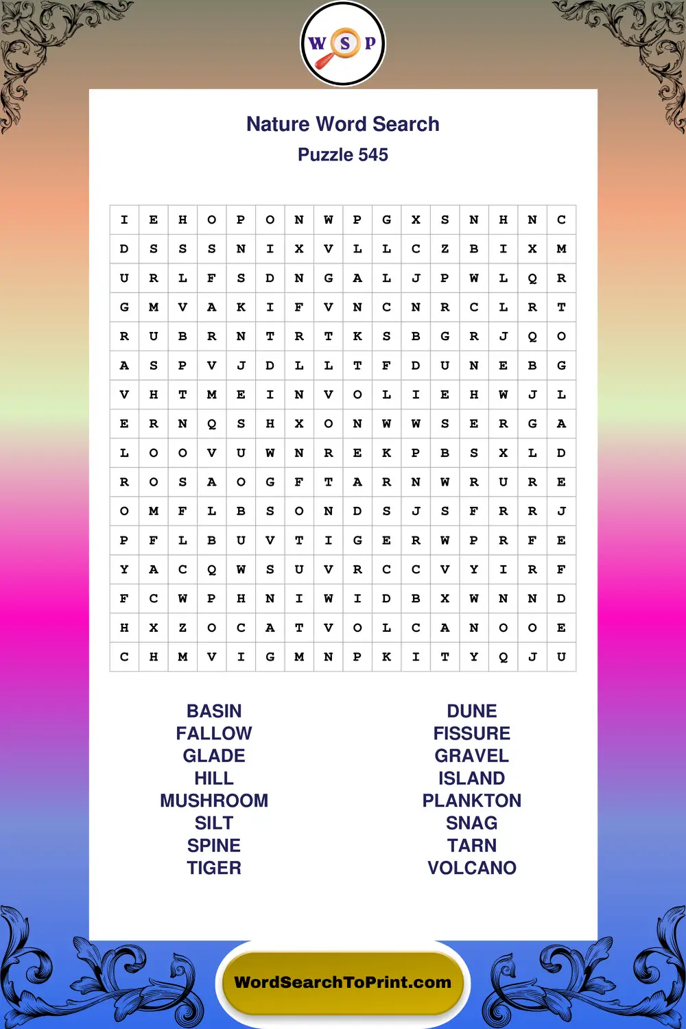Nature Word Search Puzzle 545