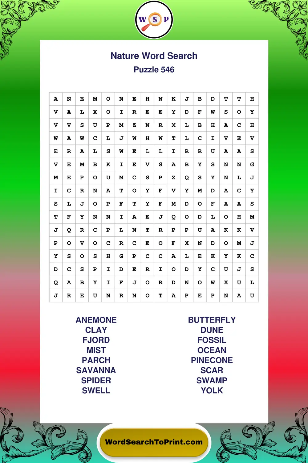 Nature Word Search Puzzle 546