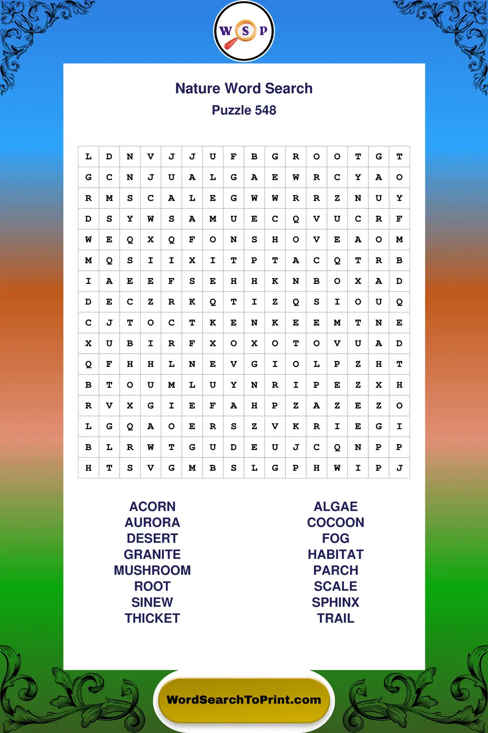 Nature Word Search Puzzle 548