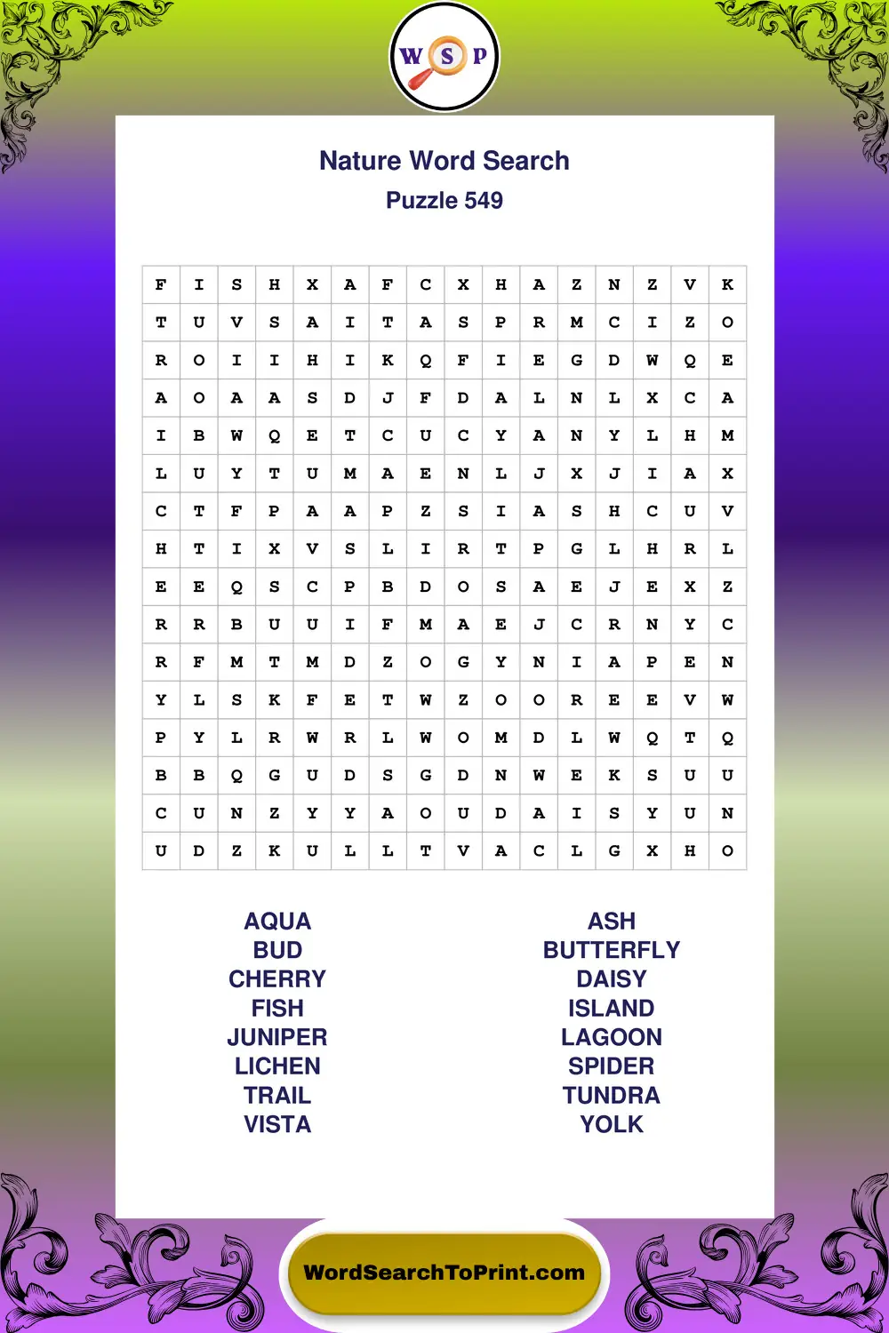 Nature Word Search Puzzle 549