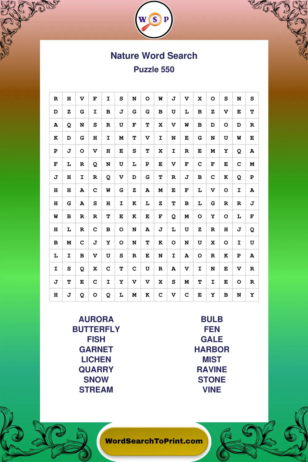 Nature Word Search Puzzle 550