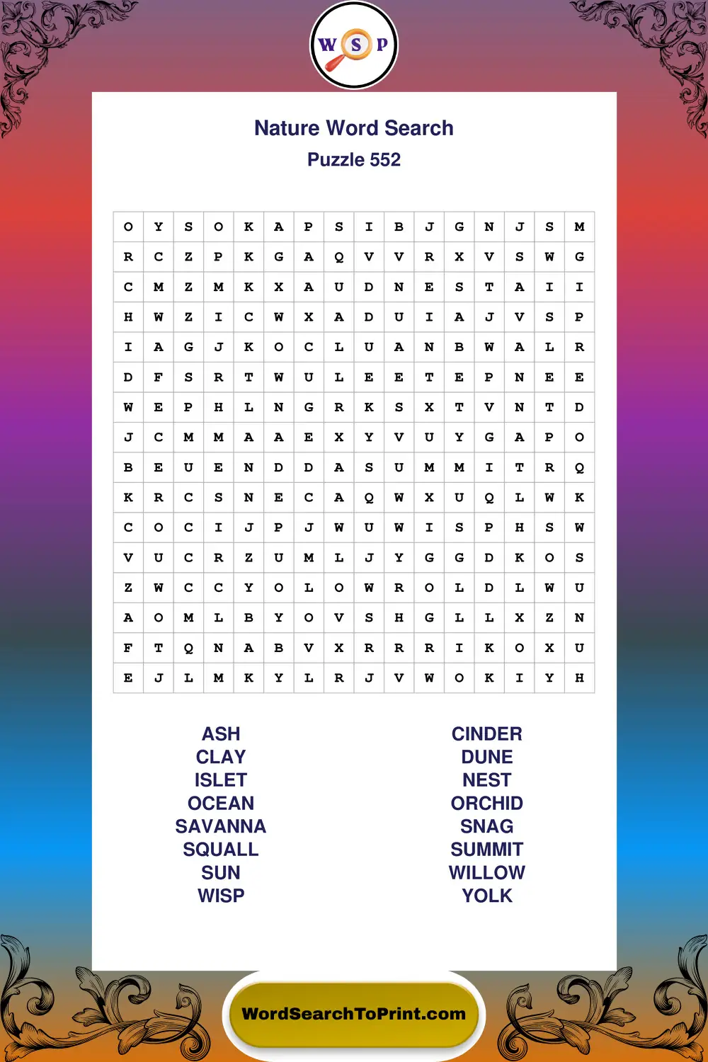 Nature Word Search Puzzle 552
