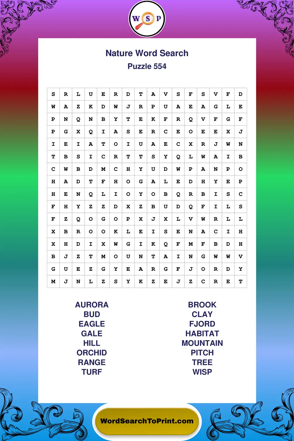 Nature Word Search Puzzle 554
