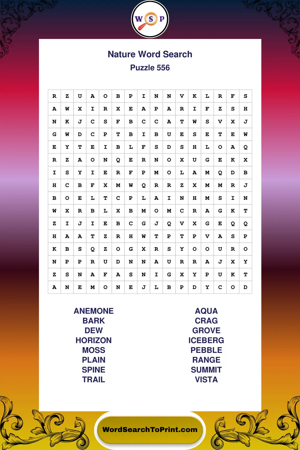 Nature Word Search Puzzle 556