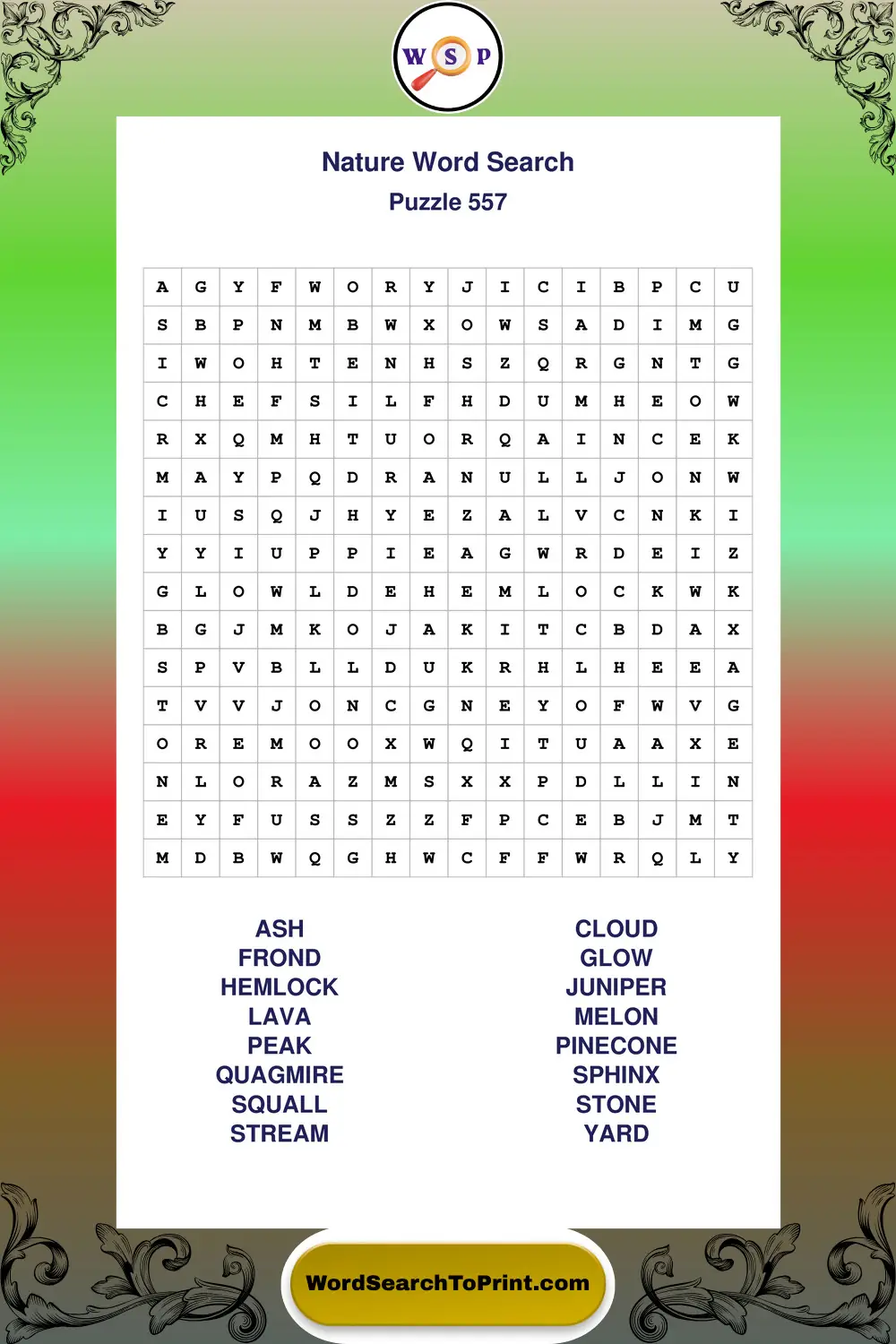 Nature Word Search Puzzle 557