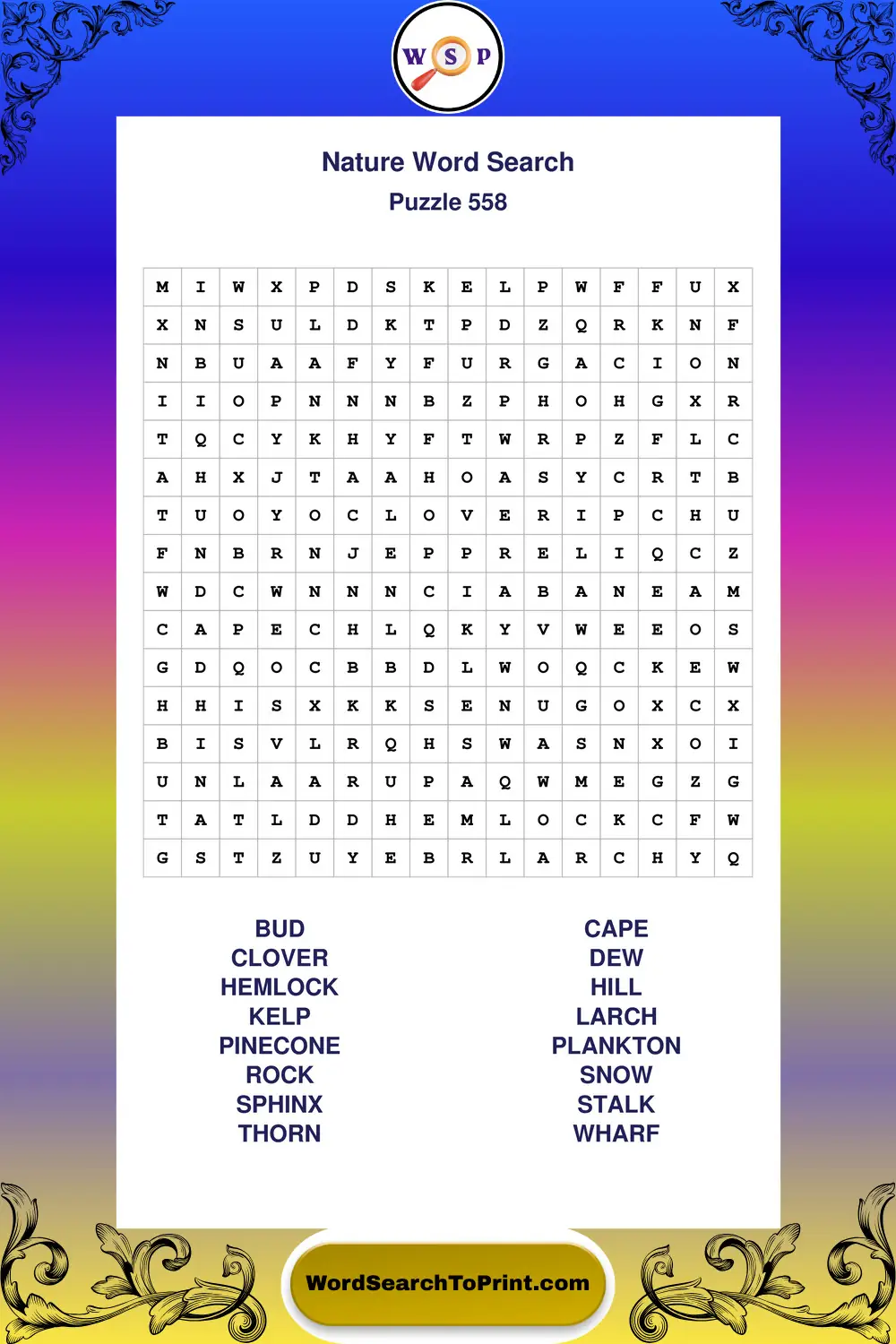 Nature Word Search Puzzle 558