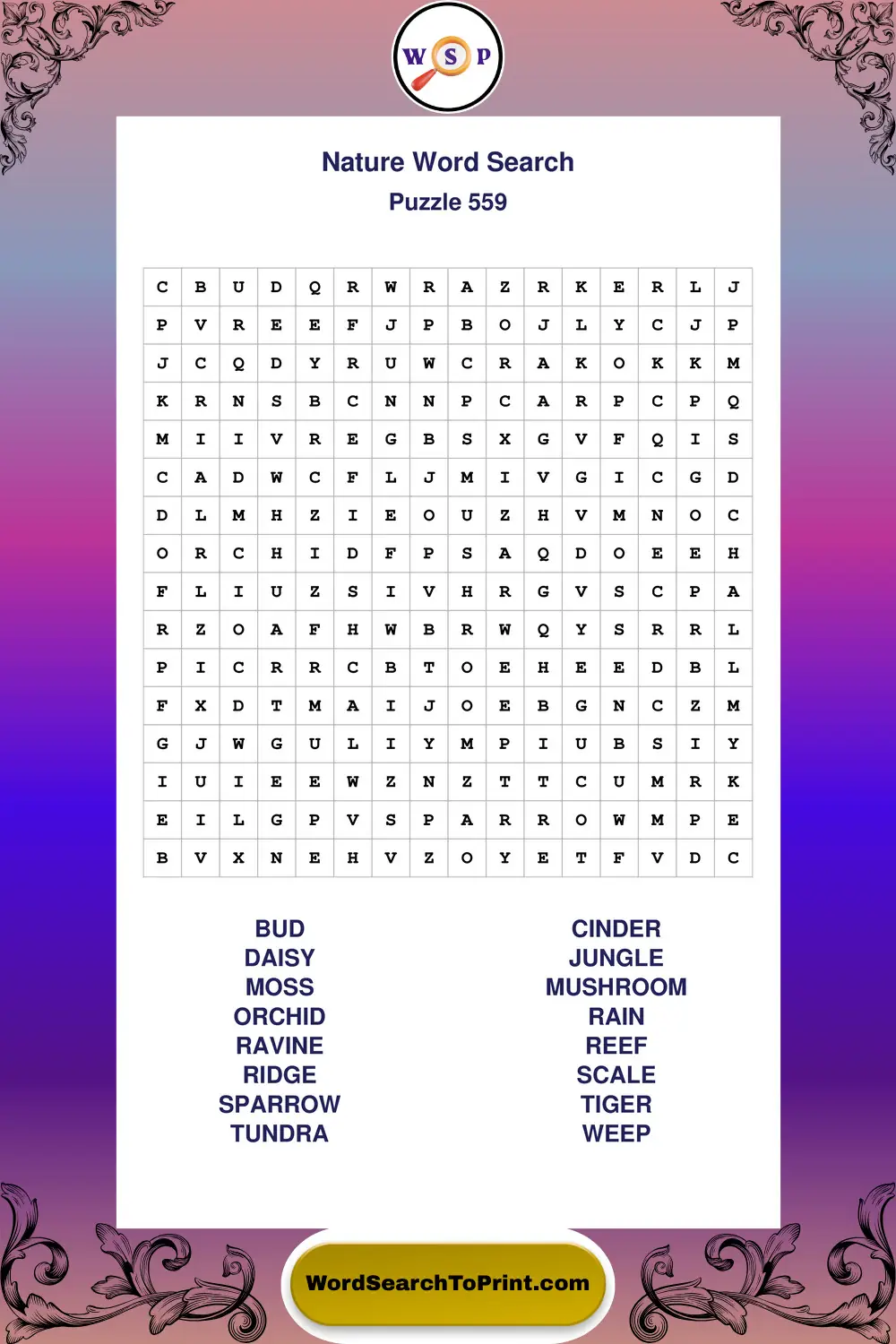Nature Word Search Puzzle 559