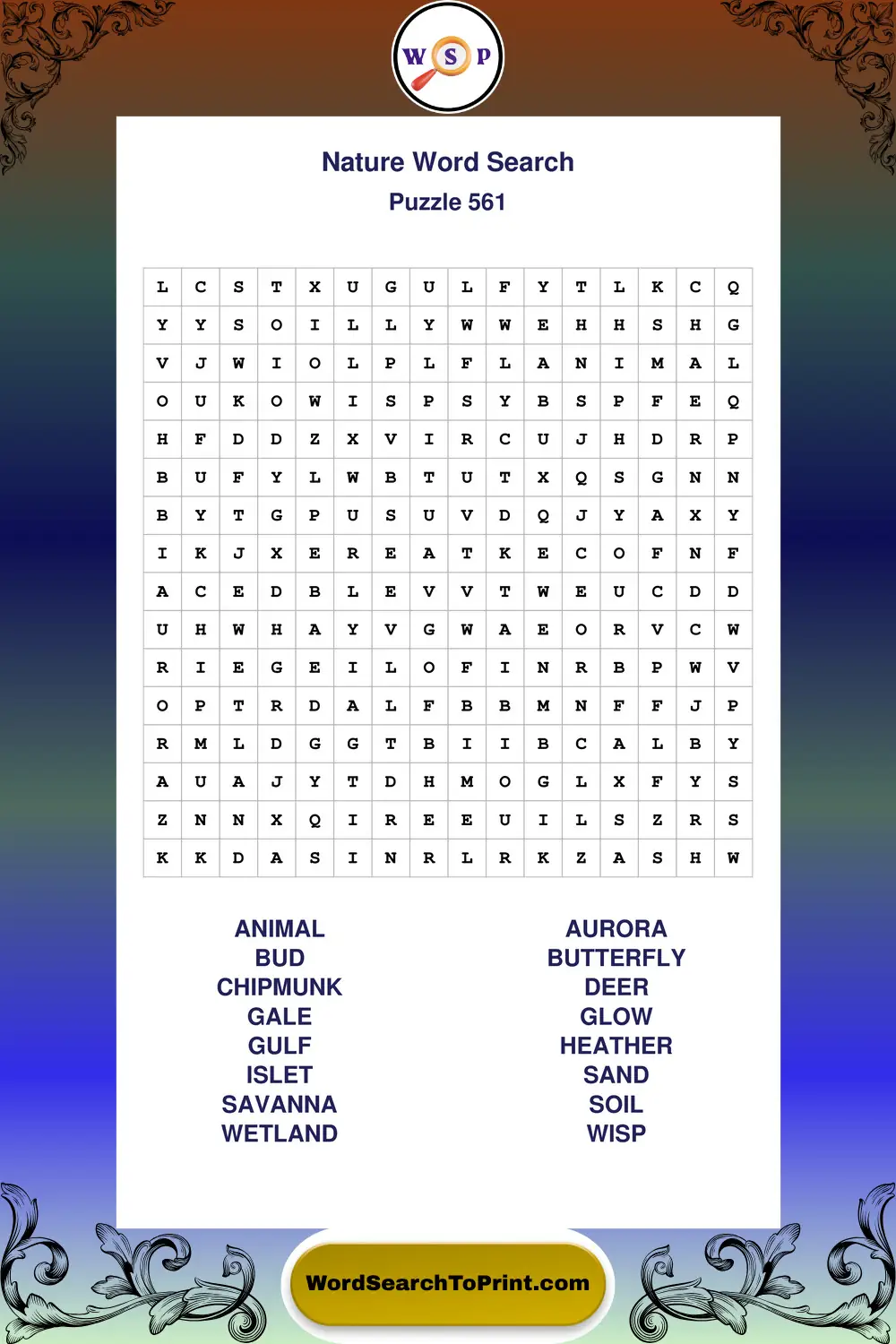 Nature Word Search Puzzle 561