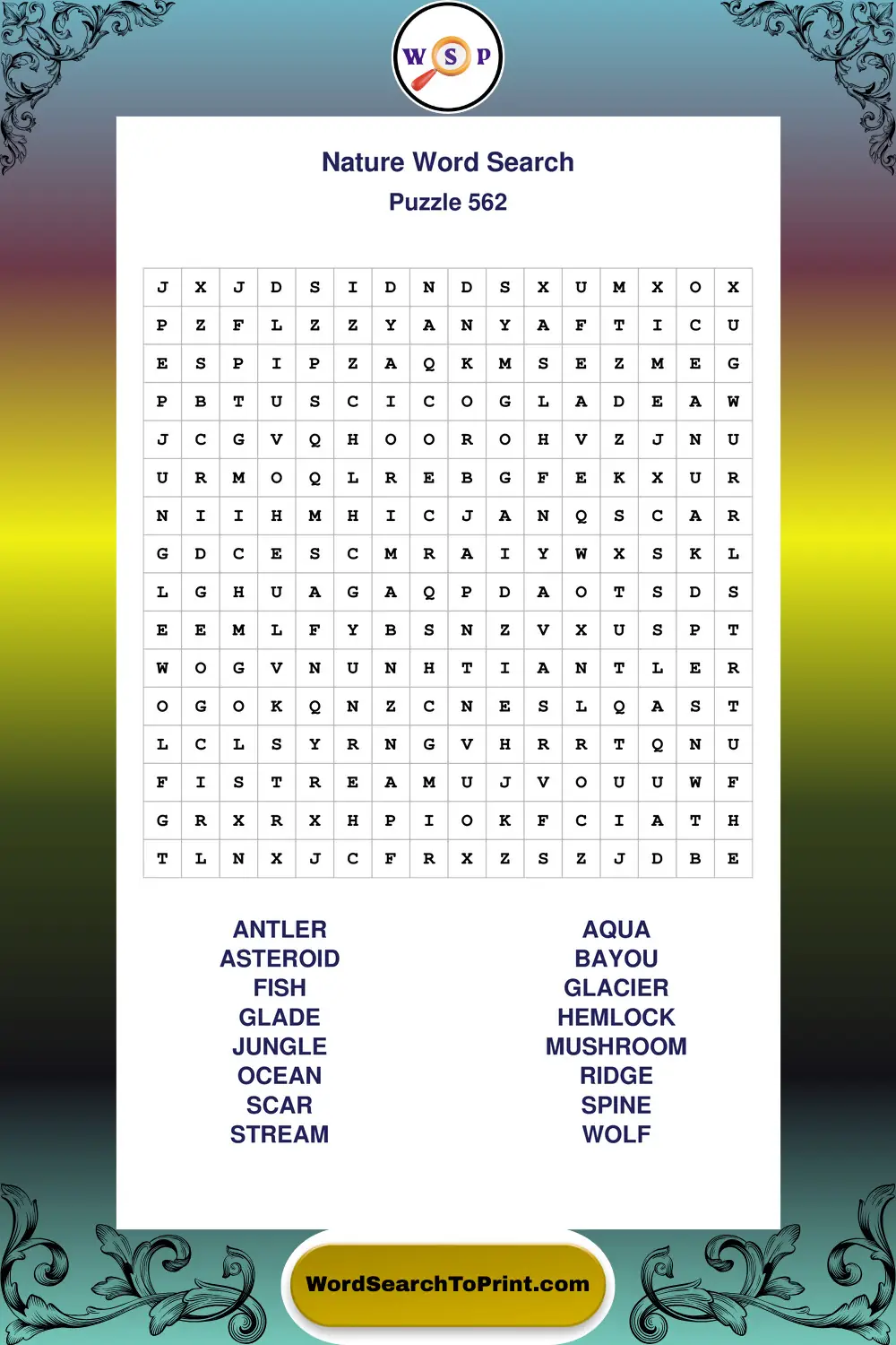 Nature Word Search Puzzle 562