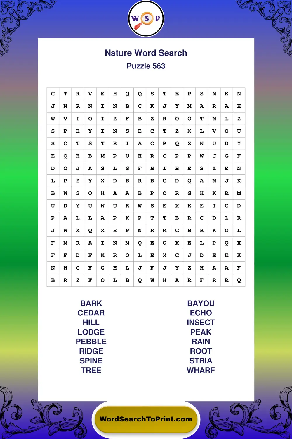 Nature Word Search Puzzle 563