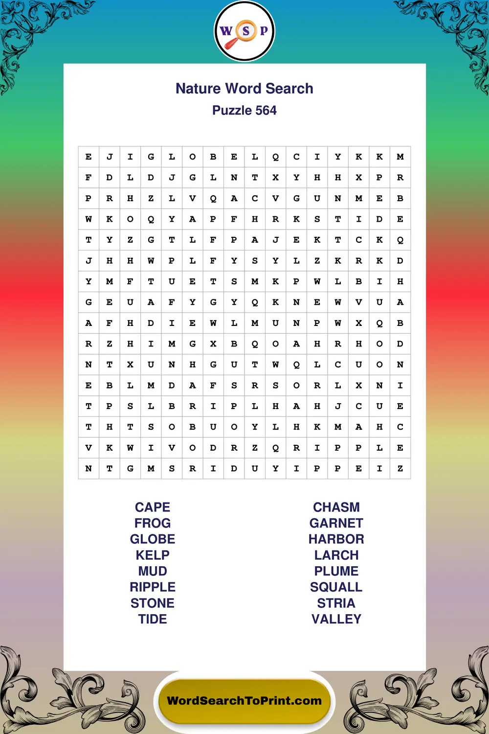 Nature Word Search Puzzle 564