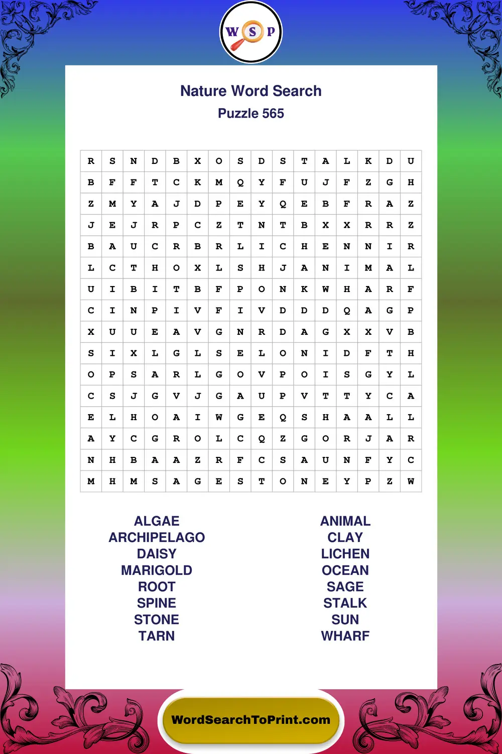 Nature Word Search Puzzle 565