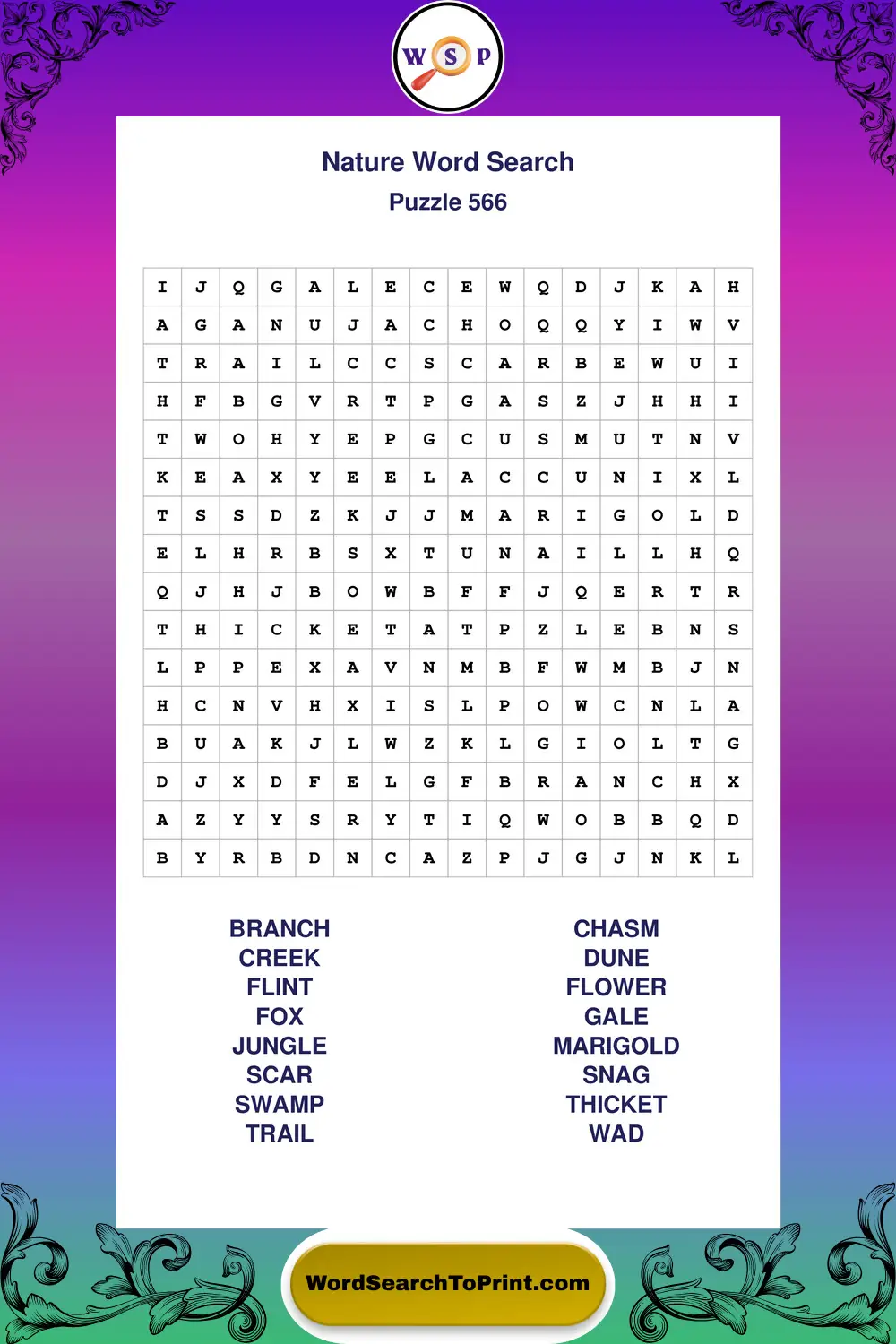 Nature Word Search Puzzle 566