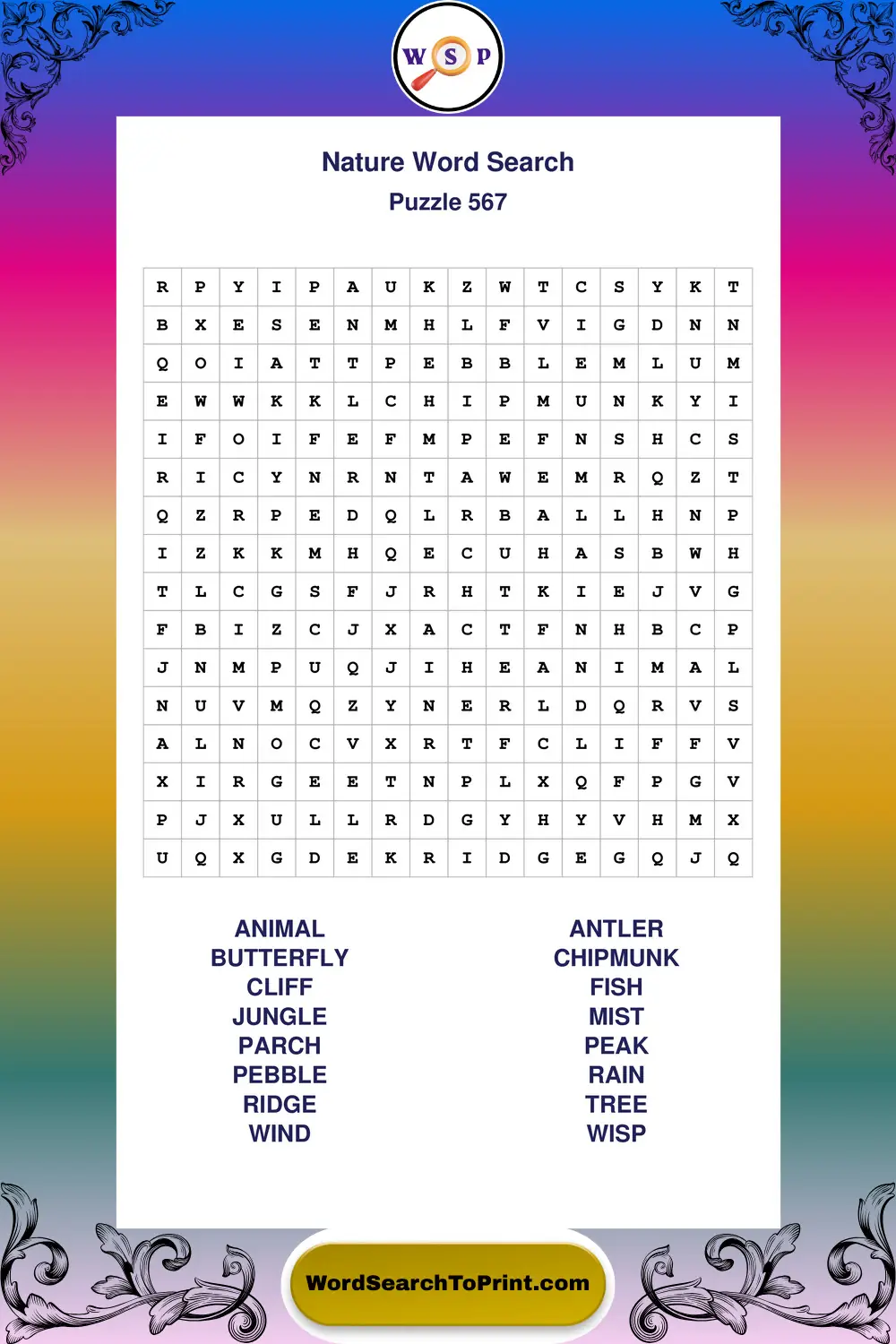 Nature Word Search Puzzle 567