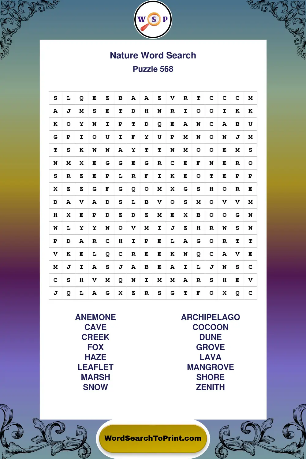 Nature Word Search Puzzle 568