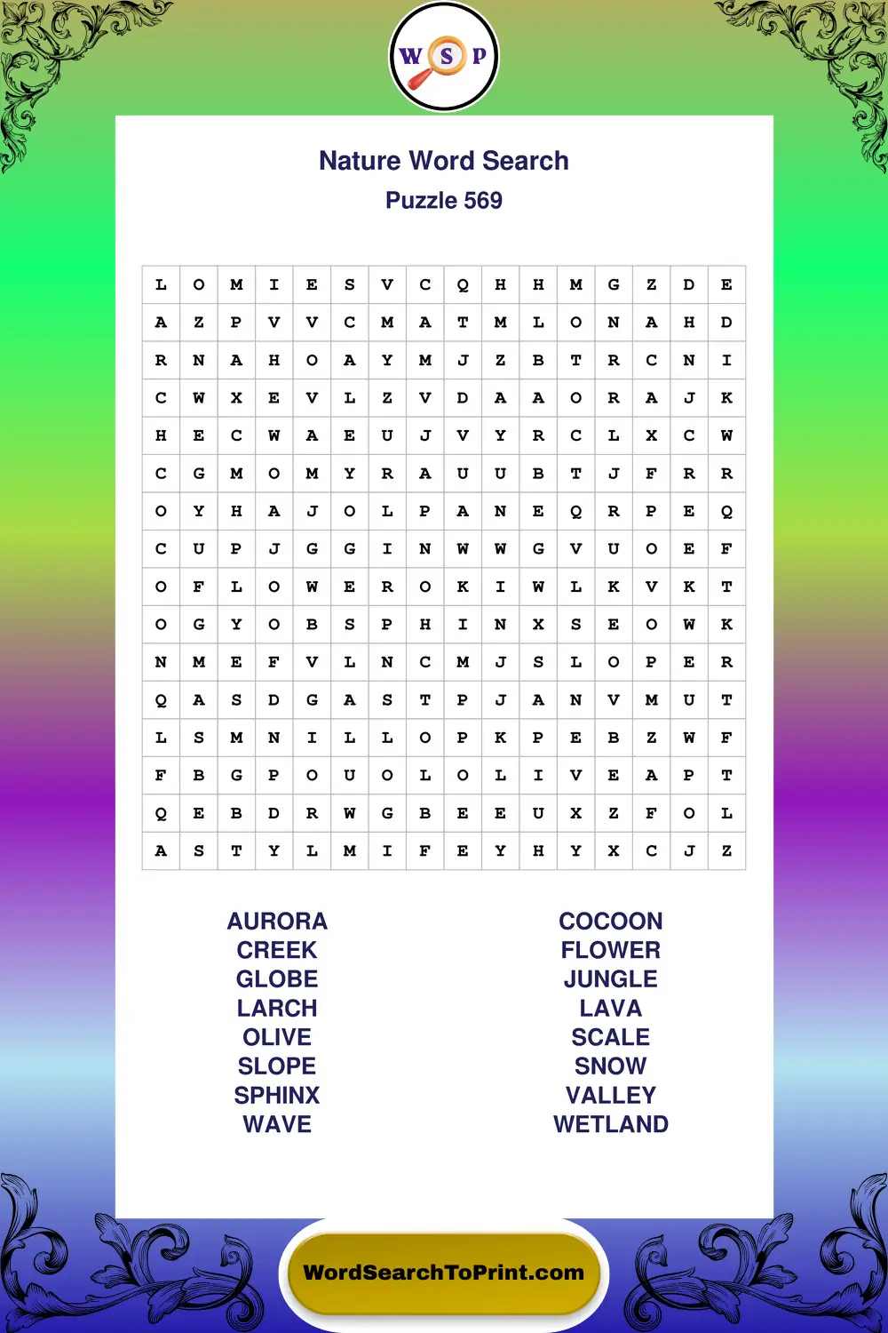 Nature Word Search Puzzle 569