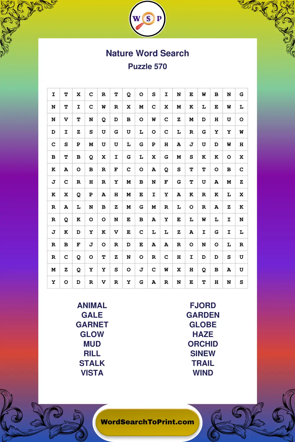 Nature Word Search Puzzle 570