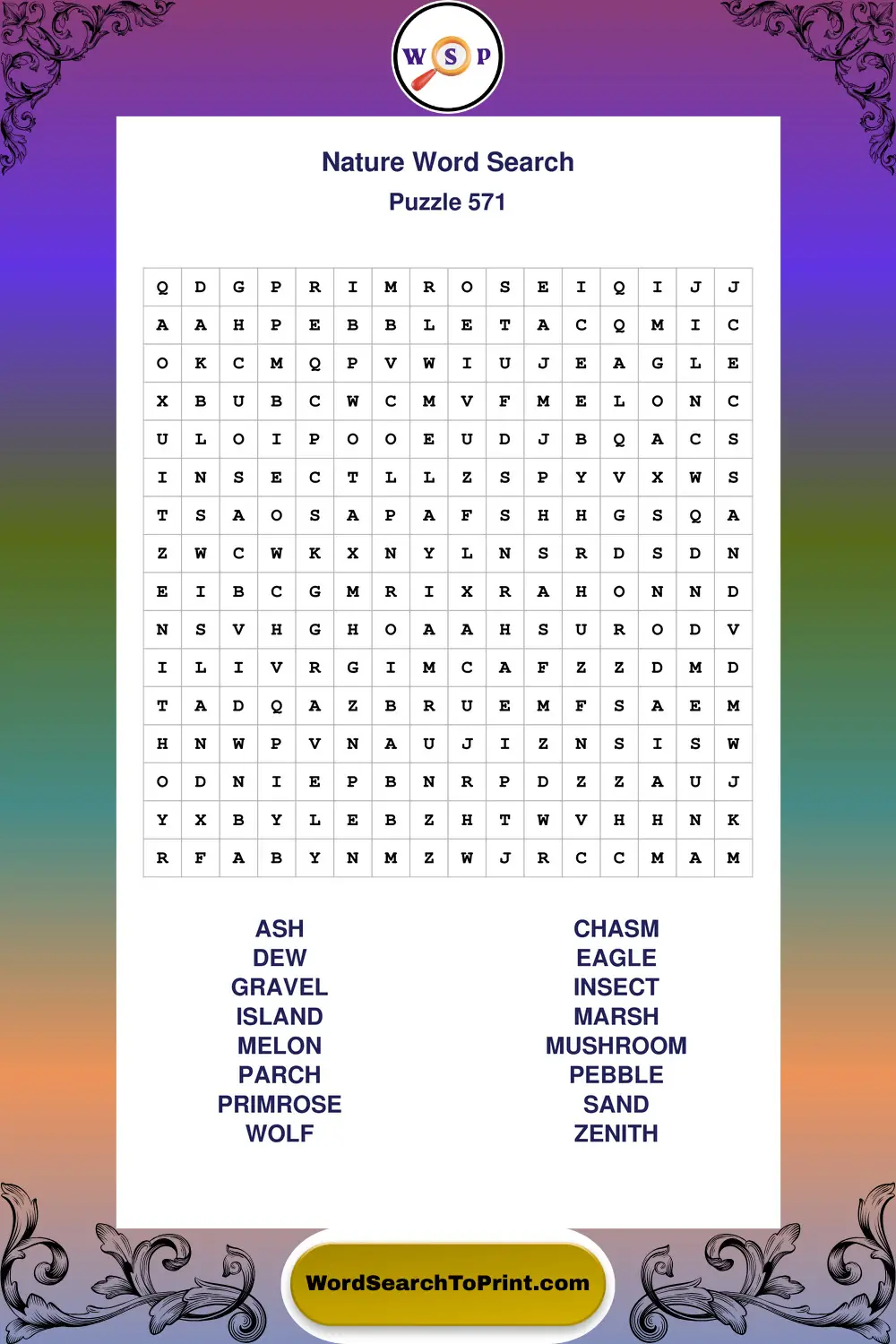 Nature Word Search Puzzle 571