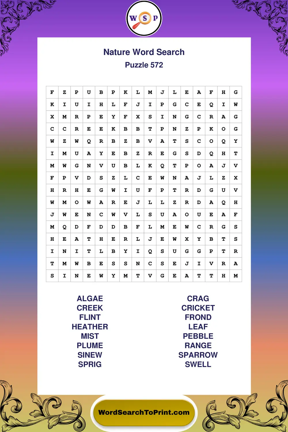 Nature Word Search Puzzle 572