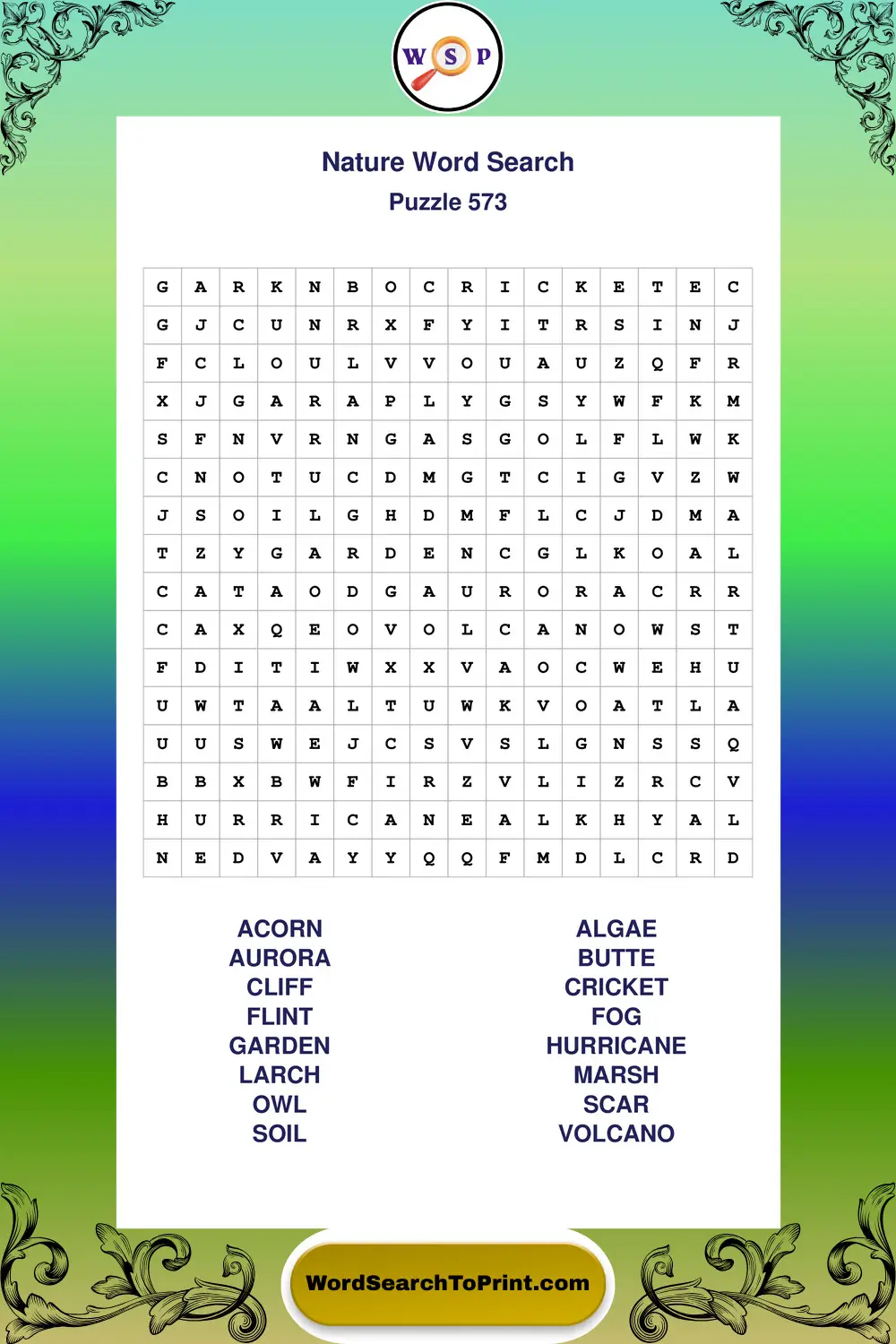 Nature Word Search Puzzle 573