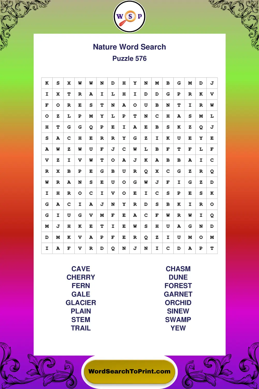 Nature Word Search Puzzle 576