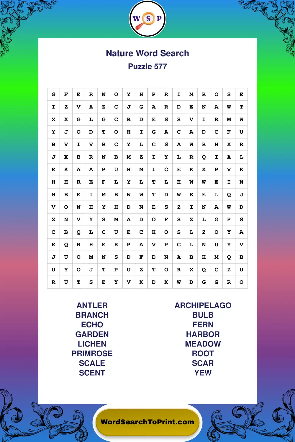 Nature Word Search Puzzle 577