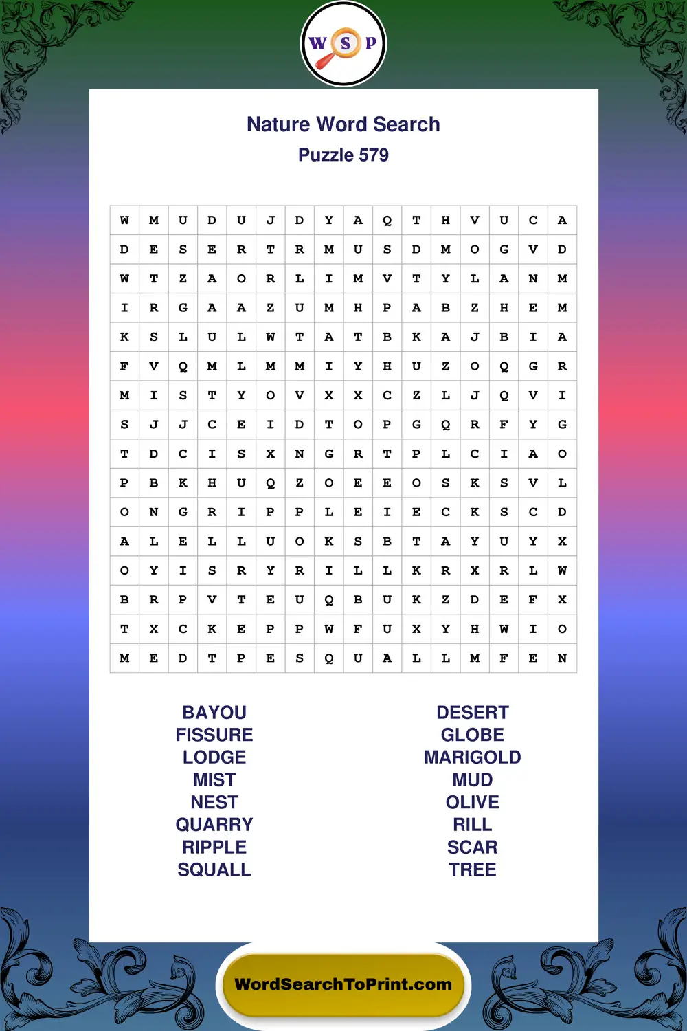 Nature Word Search Puzzle 579