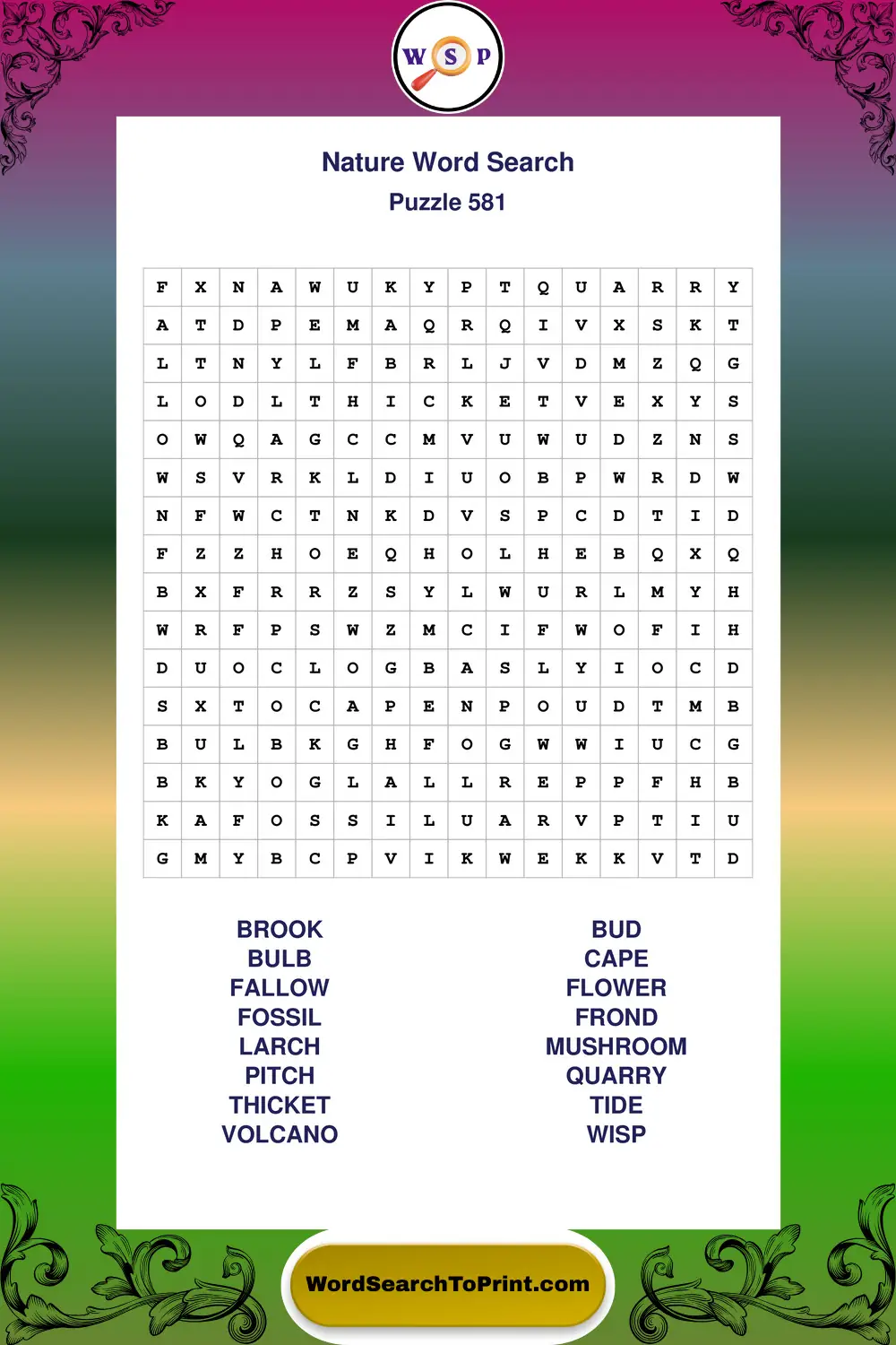 Nature Word Search Puzzle 581