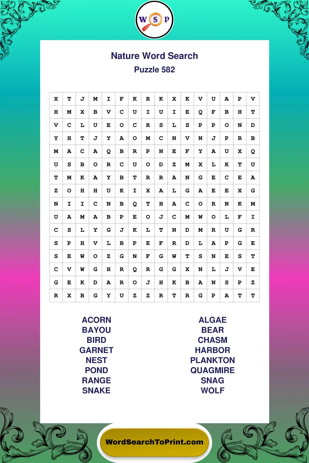 Nature Word Search Puzzle 582