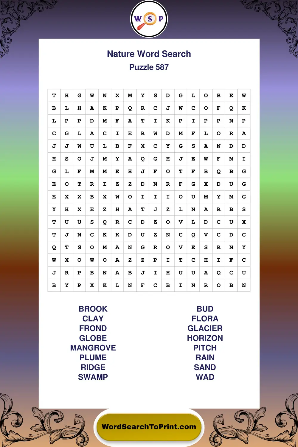 Nature Word Search Puzzle 587