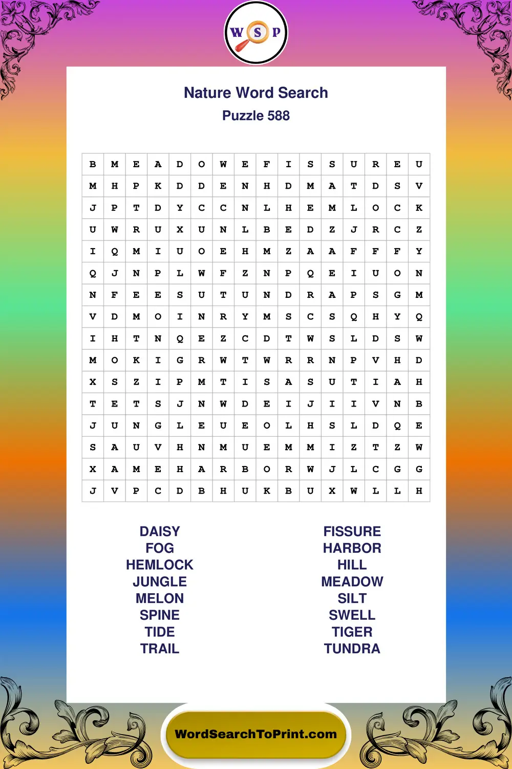 Nature Word Search Puzzle 588